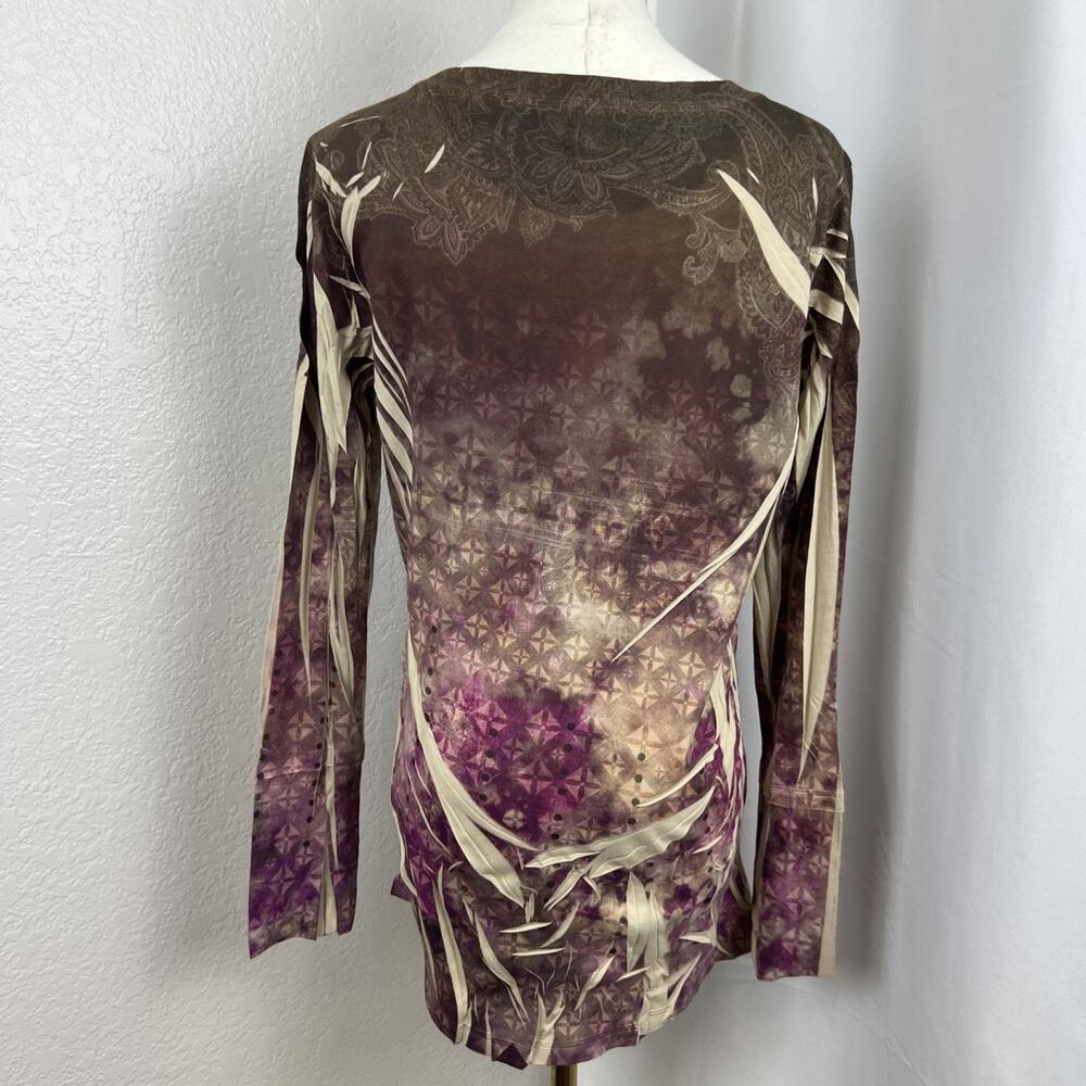 Y2K Decree Top Juniors XL Brown Mandala Paisley Fairygrunge Boho Artsy Festival - Picture 4 of 9